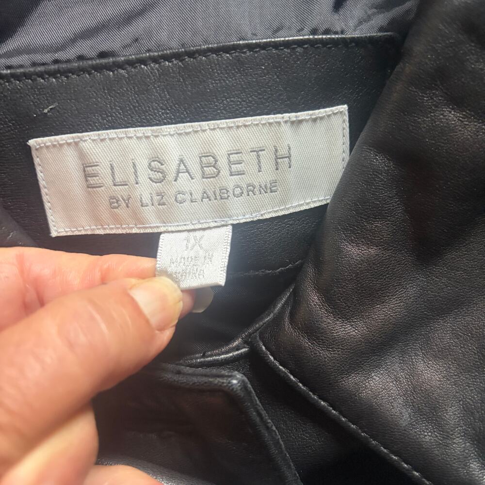 Elisabeth by Liz Claiborne Leather Coat Size XL Black - Picture 3 of 8